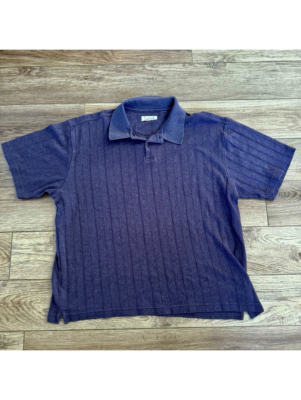 Vtg 80s Ron Chereskin Purple Ribbed Polo Shirt XL 24x28